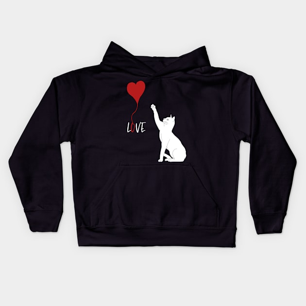 Cat with heart .valentine day Kids Hoodie by Mima_SY